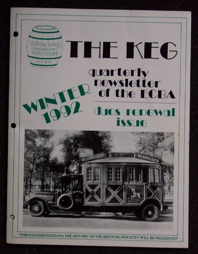 The Keg ECBA Winter 1992 Beer Magazine Oley PA Berks Co  