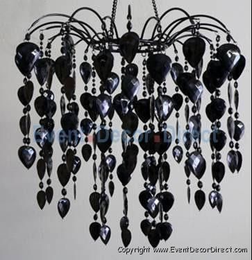 Jet Black Teardrop Acrylic Crystal Chandelier   Wedding and Party 