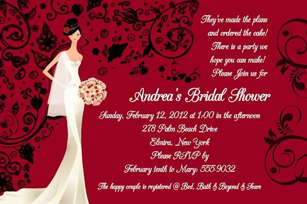 Bridal Shower Wedding Invitations DAMASK GRUNGE Gothic Autumn Fall 