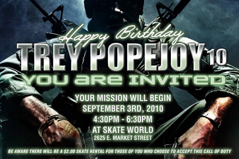 Personalized BOY Call of Duty Birthday Invitations  