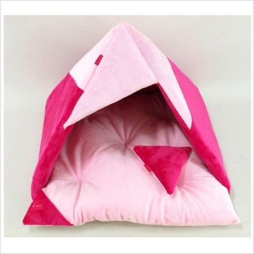 INDOOR PYRAMID PET DOG CAT CUSHION HOUSE BED ~HOT PINK  