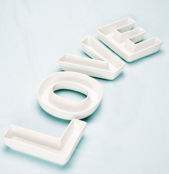 White Ceramic LOVE Versatile Wedding Centerpiece Dishes  