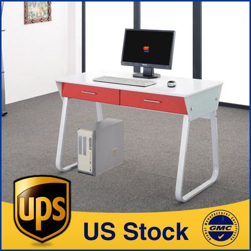   Boards 5mm Tempered Glass White & Red Office Home Computer Desk  