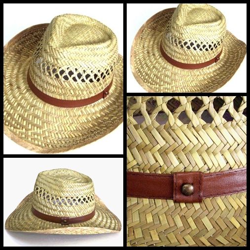 New MENS natural Raffia Crushable cowboy sun hat  