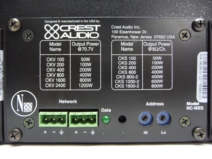 CREST AUDIO CKV800 2 CHANNEL POWER PROCESSING AMPLIFIER AMP 400W 3U 