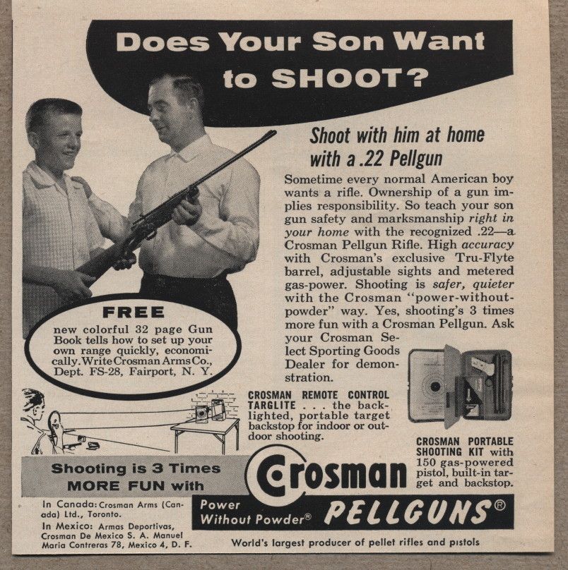 1959 Vintage Ad Crosman Pellguns Pellett Guns Dad Teaches Son to Shoot 