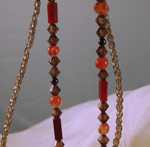 Carnelian Gemstone Brown & Orange Eyeglass Holder made with Swarovski 