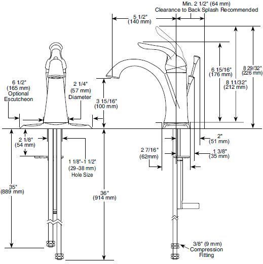   538 SSMPU DST Bathroom Lavatory Faucet   Brilliance Stainless  