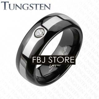   Carbide Black IP 2 Tone CZ wedding band mens ring comfort fit  