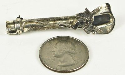   Victorian Hand Carved 925 Sterling Silver Lapel Flower Holder Pin 6.3g