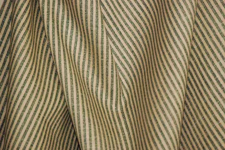 Waverly Fern Green Cream Ivy League Ticking Stripe Drapery Upholstery 