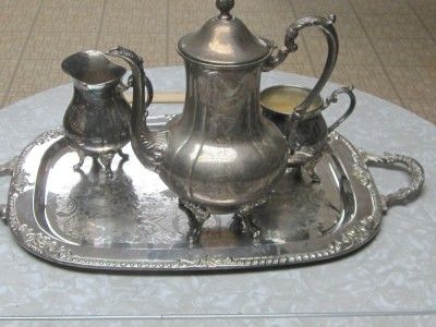 VINTAGE SHERIDAN TAUNTON SILVERSMITH TEA SET w/Tray  