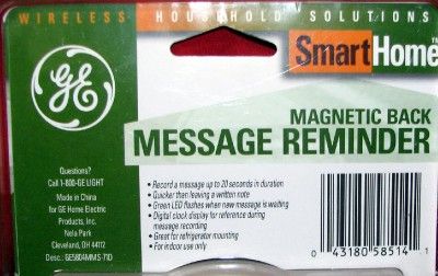 GE DIGITAL MESSAGE REMINDER W/ CLOCK & MAGNETIC BACK  