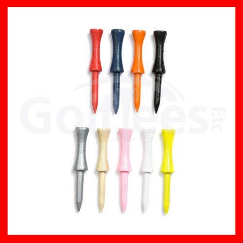 100 2 3/4 Wood Step Down Golf Ball Tees   Mix Of Assorted Colors 