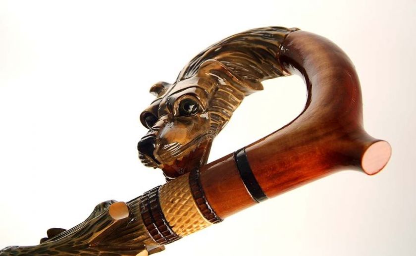 LEADER   VIP Hand Carved Wooden Cane Walking Stick  