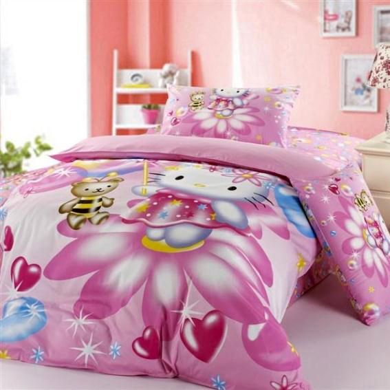 New 100% Cotton Twin/Full Hello Kitty Bedding Set for Girls  