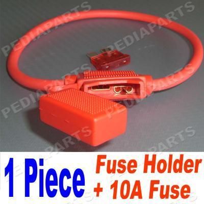 1piece, Waterproof ATC ATO Style Inline 16AWG Fuse Holder + 10A Fuse 