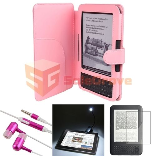   Pouch+Screen Protector+LED Lamp+Headset For Kindle 3 3G Wifi  