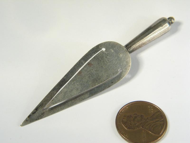 ANTIQUE ENGLISH SILVER TROWEL SHAPE BOOK MARK LETTER OPENER c1912 