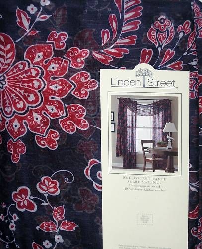 Linden Street JACOBEAN Print Sheer PANEL  Blue Red NIP*  