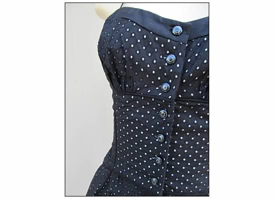   Retro Vintage Eyelet Corset Style Little Black Dress LBD 12  