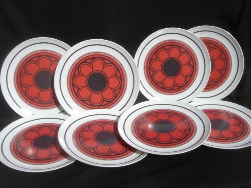 Mod Red 9.75 Plates vintage Oneida melmac melamine  