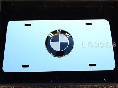Black Cardon Fiber BMW Logo EMBLEM Chrome License Plate  