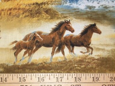 Wild Horses Cowboy Western Fabric Yards BTY  