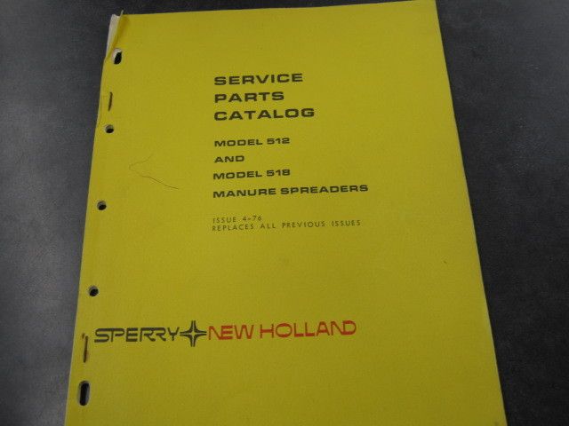 NEW HOLLAND 512, 518 MANURE SPREADER SERVICE PARTS CAT  