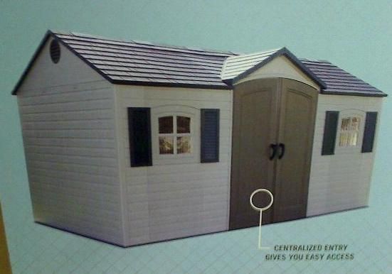 Lifetime 15 by 8 Foot Outdoor Storage Shed with Shutters, Windows, and 