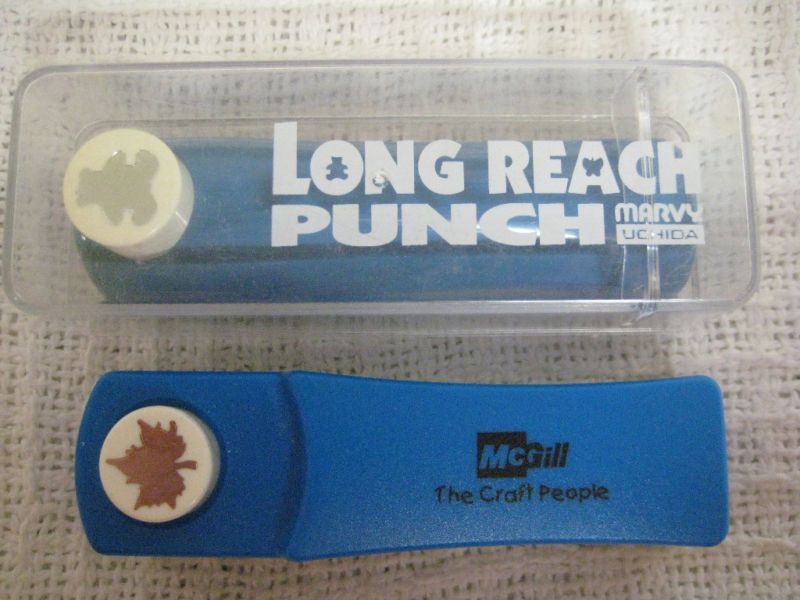 Lot of 2 Long Reach Paper Punch Scrapbooking Bear Leaf  