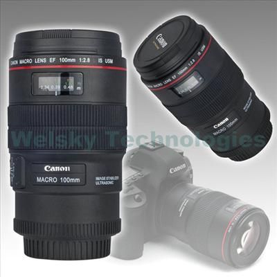 350ml Canon Camera Lens Coffee Mug Cup 100mm Stainless Interior +Gift 