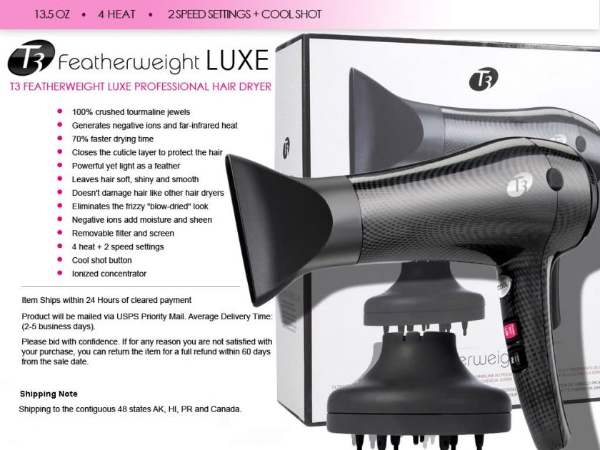 New T3 Bespoke Labs Featherweight Luxe Hair Dryer Model 73888  