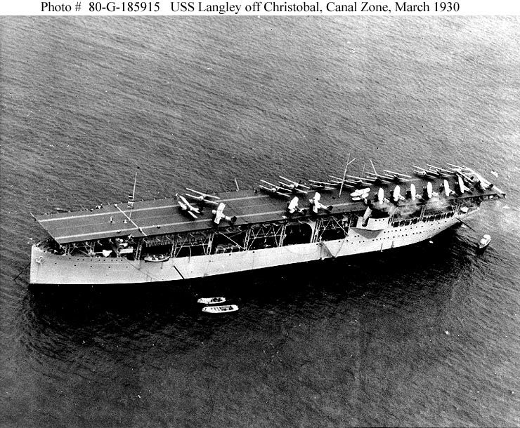 USS LANGLEY CV 1 NAVY SHIP PHOTO 1930 CANAL ZONE  