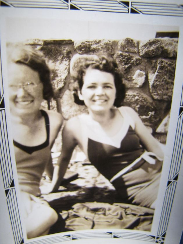 Vintage 1933 Photo Two Women in Swimsuits at Beach  