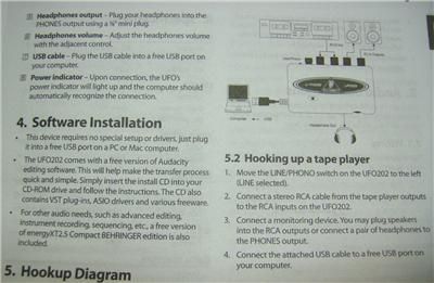 Copy LP Record Cassette Tape RCA to USB PC Mac  CD +  