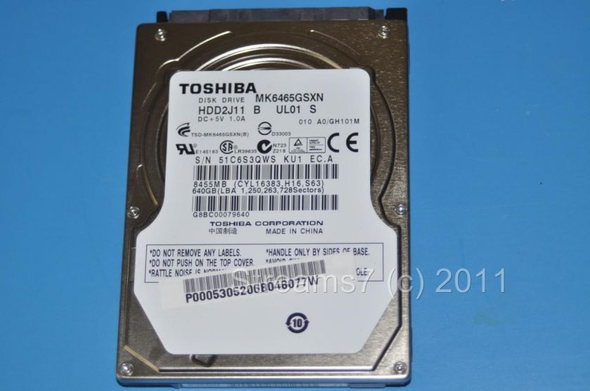   640GB SATA Laptop HARD DRIVE MK6465GSX for Toshiba Dell Acer HP Lenovo