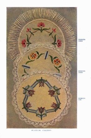 Gibson Era Silk Hand Embroidery Designs Book Doily 1910  