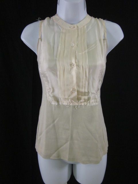 MIU MIU Peach Sleeveless Button Up Blouse Top Sz L  