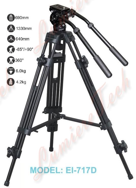 EI717D Tripod Leg&Fluid Drag Head Kit Video Camcorder  