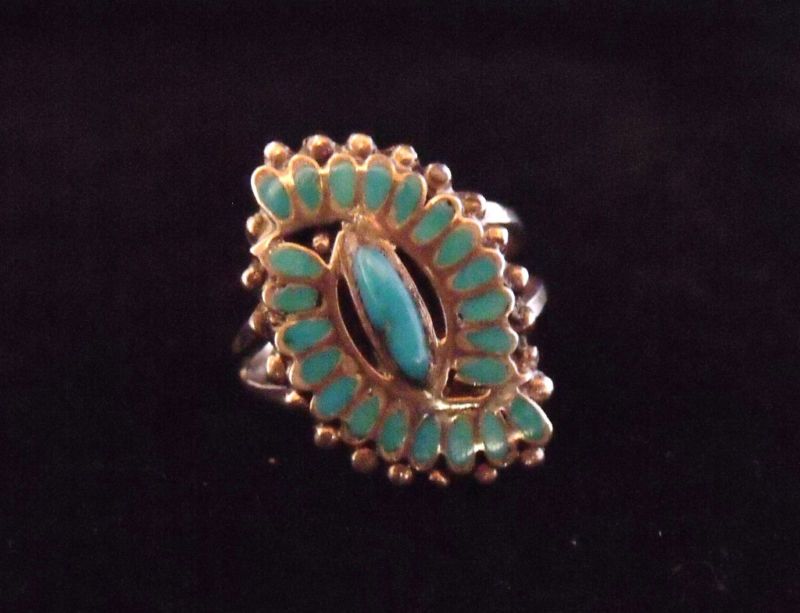 Channel Cluster Turquoise Ring   Zuni Handmade  