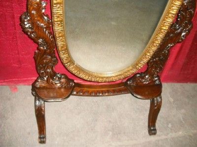   GILT WOOD ANTIQUE CARVED BEDROOM SET VANITY MIRROR 11IT105E  