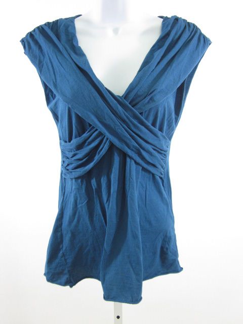 VELVET Bright Blue Sleeveless Cross Drape Shirt Sz M  