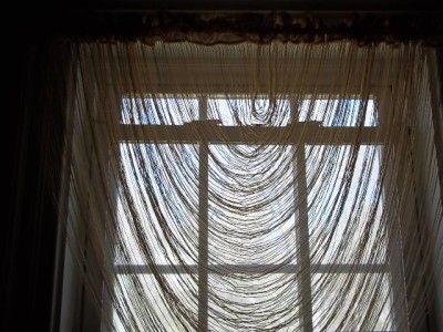 GOLD LACE FRINGE CASCADE VALANCE SWAG WINDOW TREATMENT CURTAIN 34 X 29 